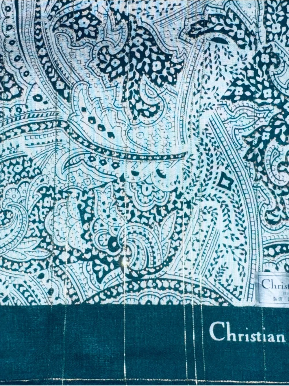 Dior Two-Tone Silk Scarf in Light Green and Black Paisley 2 pice sets